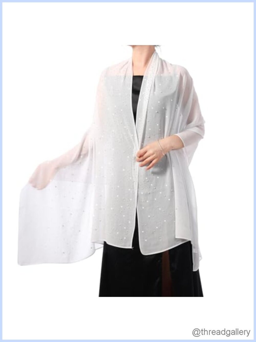 Women's Sparkling Rhinestone Chiffon Pashmina Wrap & Shawl for Evening Party